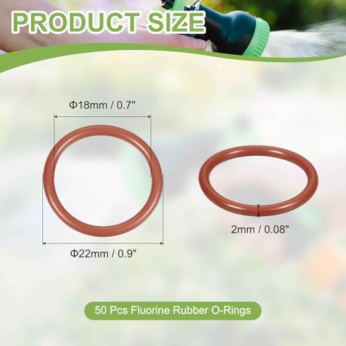 50pcs Fluorine Rubber O-Rings 22x18x2mm Metric FKM Sealing Gasket - Image 2