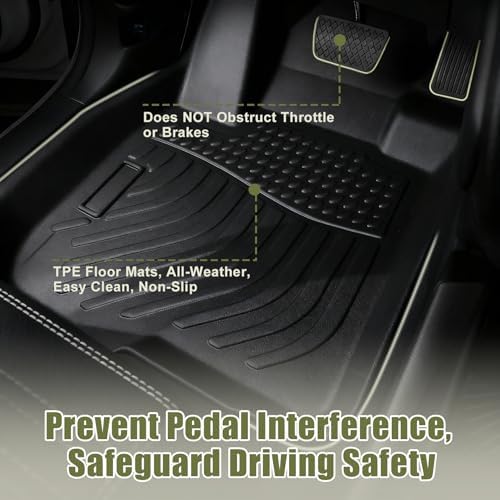 Priprilod Floor Mats Custom Fit for Toyota Tacoma Double Cab/Crew Cab 2005-2015 (NOT for Access Cab), All Weather TPE Floor Liners 1st & 2nd Row 3PCS Heavy Duty Non-Slip Waterproof - Image 2
