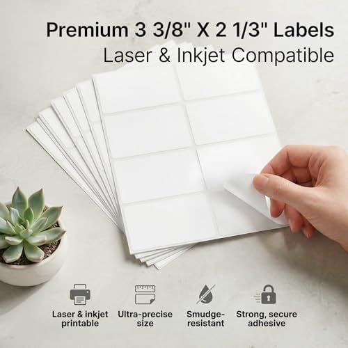 2 1/3" X 3 3/8" Matte White Printable Labels (100 Sheets, 800 Stickers) - Image 3