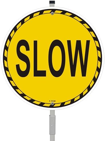 Slow Sign Children At Play 10" x 10" With 28" Long Metal Stakes Road Kids Dogs Playing Please Slow Street Safety Signal Stand Aluminum Outdoor Use Yard Business Home by SImkha