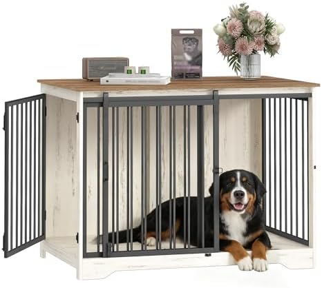 Hzuaneri 43.3" XL Dog Crate Furniture Indoor Dog Kennel with Barn Door by Hzuaneri