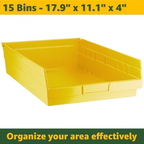 Heavy-Duty Commercial Chrome Storage Shelving Unit 18" x 36" x 74" with 15 Bins - Metal Utility Rack for Tool Organization, Wire Storage Shelf for Office, Warehouse, Garage, and Workshop - Yellow - Image 3