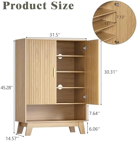 HUANLEGO Shoe Cabinet Storage for Entryway with Doors, Oak - Image 2