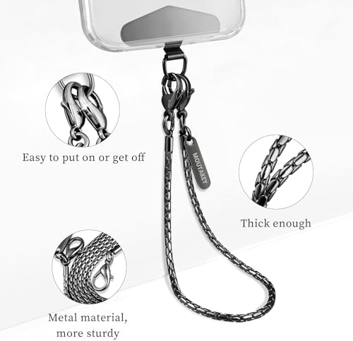 MOUTAKEY Cell Phone Lanyard Crossbody Phone Chain with Metal Detachable Phone Wrist Strap Cute iPhone Chain For Women (Gunmetal Black, Short) - Image 3