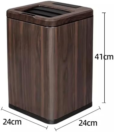 Rechargeable Smart Sensor Trash Can Electric Wood Grain with Lid 12L Capacity Ebony Finish Ideal for Home Kitchen and Bathroom - Image 3
