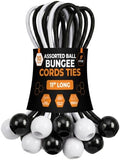 Xpose Safety Bungee Ball Cords 11" 10 Pack Heavy Duty Assorted Colors Black and White Stretch Rope with Ball Ties for Canopies, Tarps, Walls, Cable Organization by XposeSafety