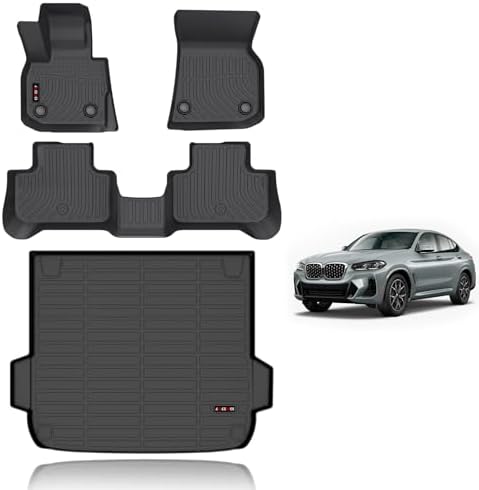 KELCSEECS Floor Mats & Cargo Liner Custom for BMW X4 2019 2020 2021 2022 2023 2024 2025 Car Mats Automotive Cargo Mat Floor Liners Trunk Mat X4 All Weather Floor Mats Trunk Liner Black by KELCSEECS