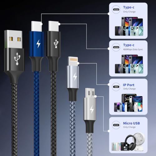 4 in 1 Multi Charging Cable, 2 Pack 6FT Charging Cords for Multiple Devices - Image 2
