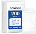 Small Plastic Bags, 200 Pack 3x5 inch 2 Mil Thick Mini Zip Jewelry Bag for Jewelry Cards, Stickers, Cookies, Crafts, Samples, Seeds, Small Business Packaging & Home Organization by Bonison