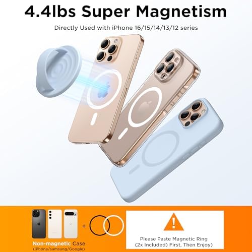 Magnetic Phone Grip for MagSafe, Silicone Ring Grip, Baby Blue - Image 6