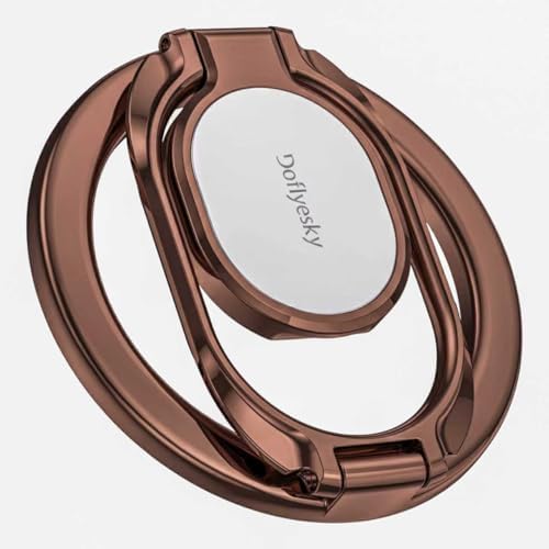 Doflyesky Magnetic Phone Ring Holder for Magsafe Phone Grip, Double-Sided Magnetics Adjustable Gym Finger Ring Grip Kickstand, Removable Phone Grip, for iPhone, iPad and Smartphones(Brown) by Doflyesky