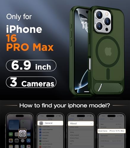 Temdan Magnetic Compatible with iPhone 16 Pro Max Case, [Built-in Invisible Kickstand][Compatible with MagSafe][Military Grade Shockproof] Slim Translucent Matte Phone Case for iPhone 16 Pro Max 6.9" - Image 2