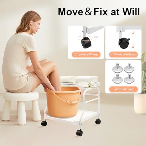 Mjgolui White Foot Bath Cart Salon Trolley Storage Rack for Spa and Home - Image 7