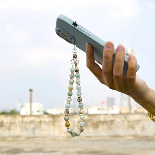 TENOC Marble Beaded Phone Wrist Strap, Amazonite - Image 3