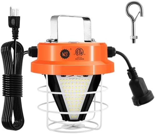 NS 100W Led Temporary Work Light 15000LM Construction Lights 5000K Daylight White Portable Hanging Work Lights for Outdoor Indoor Garage Shop High Bay Warehouse Lighting by NS
