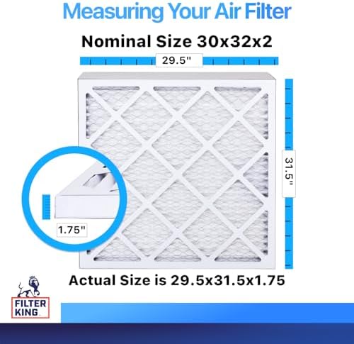 Filter King 30x32x2 Air Filter | 5-PACK | MERV 8 HVAC Pleated A/C Furnace Filters | MADE IN USA | Actual Size: 29.5 x 31.5 x 1.75" - Image 2