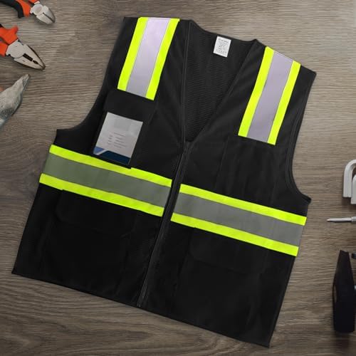 High Visibility Vest for Men, Reflective Safety Vest, Black, 5XL - Image 5