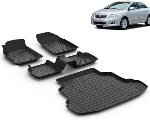 Floor Mats & Cargo Liner for 2003 2004 2005 2006 2007 2008 Toyota Corolla Sedan(Only for Without Heating Vents Under Front Seats) Car Mats Trunk Mat Corolla Floor Mats Accessories by VOUKIY