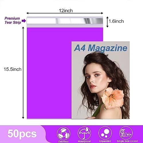 JinRuiKJ Thank You Poly Mailers 12x15.5 Inch, 50 PCS, Purple - Image 2