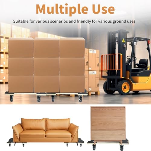 Hard Wood Mover Spliceable Dolly 550Lbs Capacity (2 Packs) 4 Wheels Heavy Duty Furniture Moving Connectable Design Dollier Upgraded Transport Roller - Image 5