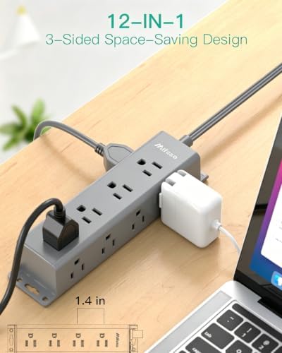 Surge Protector Power Strip, 12 Widely Spaced Multi Outlets, Wall Mount - Image 2