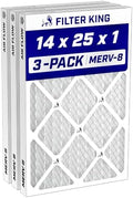 Filter King 14x25x1 Air Filter MERV 8, AC Furnace Filters (3-Pack) by FilterKing