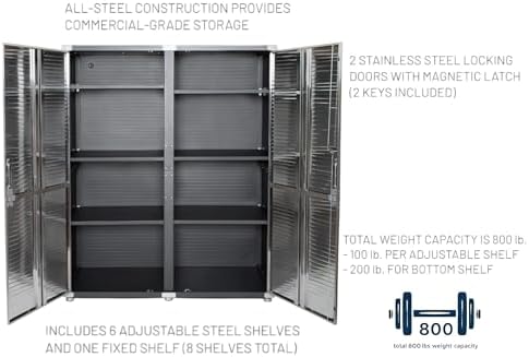 Heavy Duty Steel Storage Cabinet with Double Doors, Adjustable Shelves, Door Secured Lock, Large Capacity Organizer for Garages,Offices and Warehouses (Graphite, 60" W x 24" D x 72" H) - Image 4