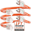 PlugSaf 1FT 3Pack 12 Gauge Extension Cord, Short Extension Cord, Orange by PlugSaf
