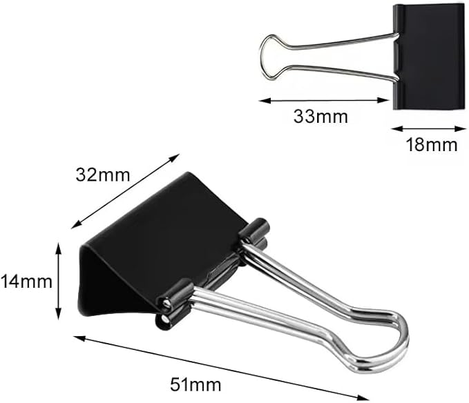 100 Pack Medium Binder Clips, Standard 32mm/1.25 in Binder, Durable Medium - Image 2