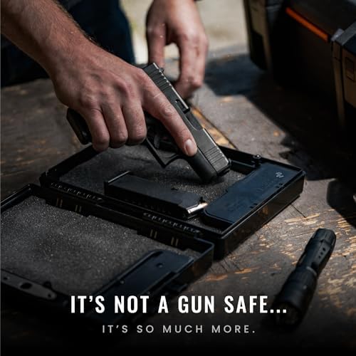 STOPBOX Gun Safe Alternative - Tactical Handgun Storage, Instant Access Portable Gun Case, TSA Compliant Gun Lock Box for Quick Handgun Access | RUSTIC FLAG + BLACK (2 Pack) | Compact Only - Image 4