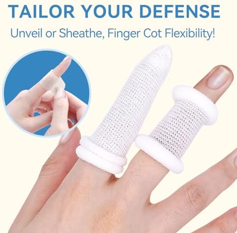 Dimora Finger Cots, Pack of 60 (Large Size) Finger Protectors, Breathable Bandages for Wound Care, Stretchy Sleeves for Gardening, Fitness and Cargo Handling, White - Image 3