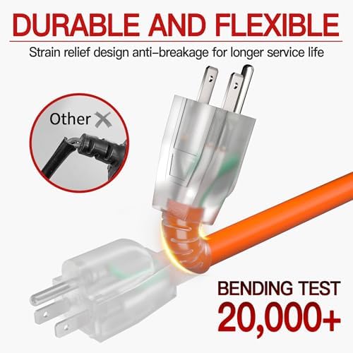Skrizcable 14/3 25 FT Extension Cord Outdoor, Power Cord Orange - Image 4