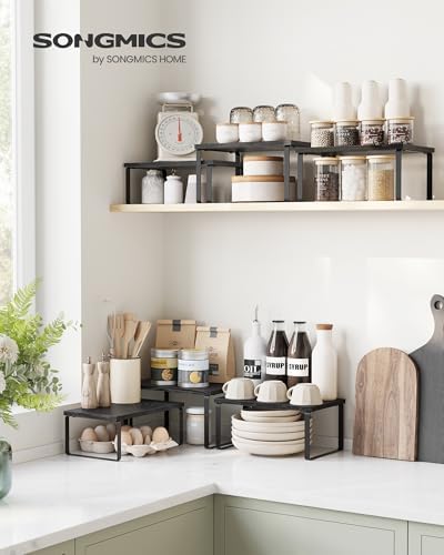 SONGMICS Cabinet Organizer Shelf, Set of 3 Spice Rack, Kitchen Storage - Image 2