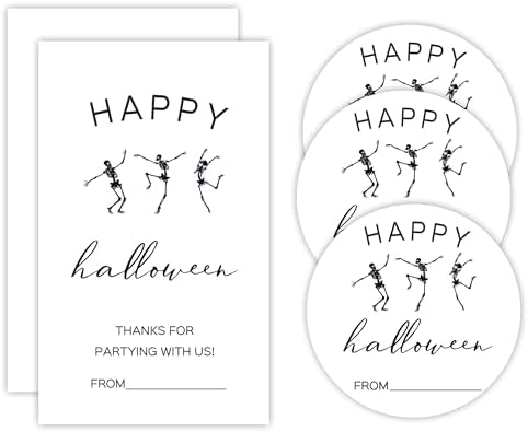 40 Pcs Halloween Theme Stickers -The Dancing Skull -20 Round & 20 Tag Shaped Self-Adhesive Labels for Party Gifts, Packaging Bags, Envelope Sealing - Party Supplies for Halloween Decoration -A08 by Nuckxy
