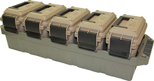 MTM AC5C 5-Can Ammo Crate Mini, Convenient size, Store 650 rounds of 9mm bulk ammo, Stackable, easy carry and transport of multi-caliber ammo, Rugged tactical carrying crate by MTMCase-Gard