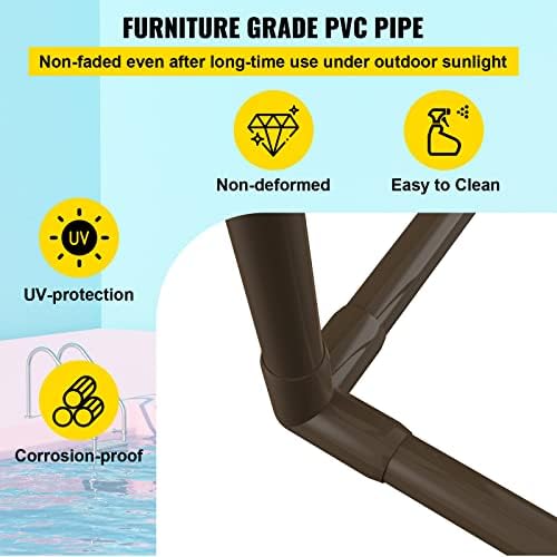 VEVOR Pool Towel Rack, 5 Bar, Brown, Freestanding Outdoor PVC Trapedozal Poolside Storage Organizer, Include 8 Towel Clips, Mesh Bag, Hook, Also Stores Floats and Paddles, for Beach, Swimming Pool - Image 4