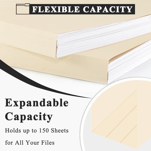 Manilla Folders 8.5 x 11, Manila File Folders 1/3-Cut Letter Size - Image 3