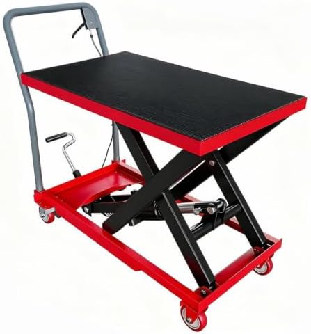 Hydraulic Lift Table Cart,330 lbs Single Scissor Lift Cart, 28.5" Lifting Height, Steel Material Handling Lift with 4 Swivel Wheels, Non-Slip Pad for Warehouse, Garage, Factory by HOME