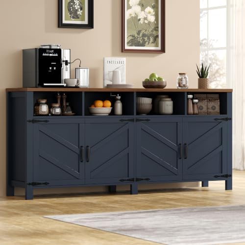 knoworld Buffet Sideboard with Storage Farmhouse, Large Kitchen Storage Cabinet Wood Coffee Bar Cabinet Buffet for Kitchen, Living Room, 63in, Blue - Image 5