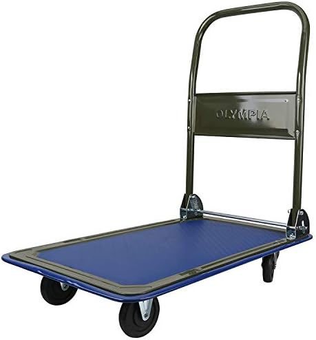 Olympia Tools Foldable Push Cart Dolly - 300 Lb. Capacity Heavy Duty Platform Truck with 360° Swivel Wheels - Black by OlympiaTools