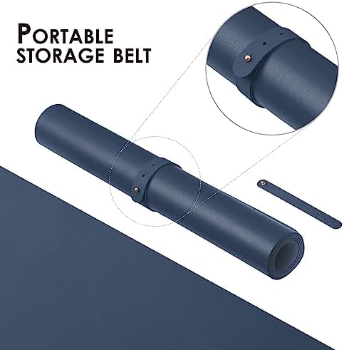 Leather Desk Mat - Non-Slip PU Desk Pad for Office and Home - Desk Organization and Accessories - Ideal for Large Mouse Pad and Desk Mats on Top of Desks (Dark Blue,36"x 17") - Image 3