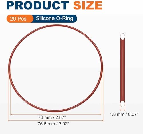 20pcs Silicone O-Ring 76.6x73x1.8mm Metric Sealing Gasket - Image 2