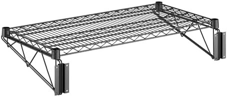 18" x 36" Wire Black Epoxy Wall Mount Shelf, Commercial Fixed Wall Mount Rack, NSF, Metal Floating Shelving for Kitchen, Stock Rooms, Home and Hotel by Zedfire