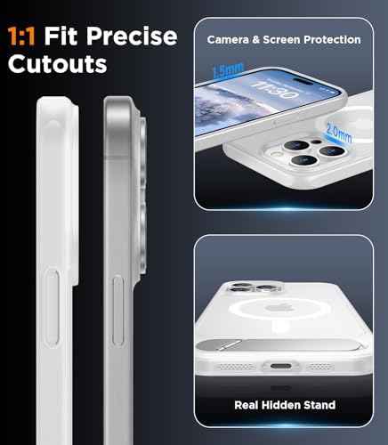 Temdan Magnetic Compatible with iPhone 15 Pro Max Case, [Built-in Invisible Kickstand][Compatible with MagSafe][Military Grade Shockproof] Slim Translucent Matte Phone Case for iPhone 15 Pro Max 6.7" - Image 6