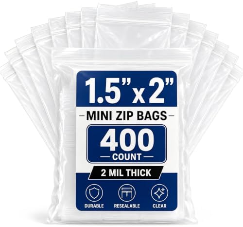 Small Plastic Bags 400 Pack, 1.5 x 2 Inch 2 Mil Thick Clear Small Baggies by Bonison