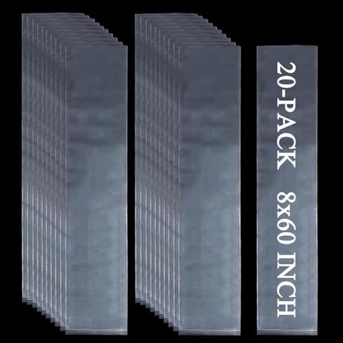 20PCS 8" x 60" Extra Long Clear Plastic Sleeves for Posters and Banners by Leyhooney