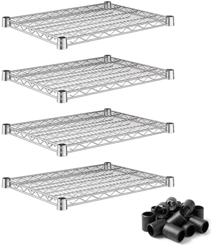 18"x24" Chrome Wire Shelves 4-Pack | 600lb Weight Capacity Heavy Duty Storage Rack Add-On by Zedfire