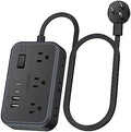 10 in 1Power Strip NTONPOWER Ultra Thin Flat Plug Extension Cord with 4 USB Ports(Include 2 USB C) Surge Protector Power Strip with Flat Cord 6 Widely Spaced Outlet(2 Side) 5 Ft Extension Cord-Black by NTONPOWER