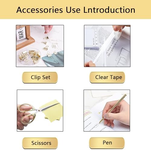 suniya Office Supplies Gold Desk Accessories Set Office Supplies Kit with Stapler, Tape Dispenser, Scissors, Staple Remover, Ballpoint Pen, Clear Tape & Staples – Best Gift for Business or Boss - Image 3