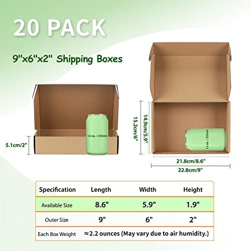 9x6x2 Cardboard Shipping Boxes Set of 20, Brown - Image 4